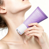 Tube de crème cosmétique personnalisé avec logo, 150 ml, 200 ml, avec applicateur de massage à 5 rouleaux métalliques pour lotion corporelle et crème pour le cou, tube à presser