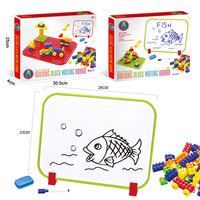 Juguetes Montessori 2 en 1 para Niños, Pizarra de Borrado en Seco, Tabletas de Dibujo y Escritura, Base de Construcción, 28 Piezas, Bloques Gigantes Educativos