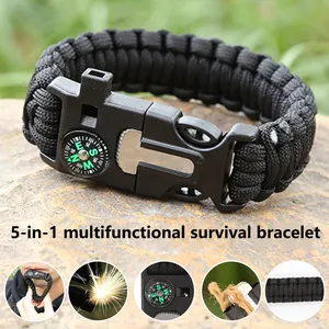 Paraguas de siete núcleos ropefive inone wristbandcompass supervivencia wristbandoutdoor montañismo andcampingemergencia rescate pulsera