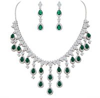 Ensemble de boucles d'oreilles de luxe pour mariage, finition or blanc, vert, bleu, rouge, rubis, diamant, offre spéciale