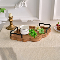 INNOVA HOME Ensemble personnalisé de 2 plateaux alimentaires en bois finition laquée poignée en métal pour servir des bijoux utiliser salon bureau