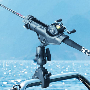 Support de canne à pêche robuste VINmounts avec pince à grande ouverture pour tuyau de 0,67 à 1,38 pouces, bras à double douille de 8,7 cm pour bateau marin et kayak - Product Image 6