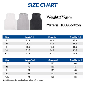 Débardeur Homme 275G en Coton Lourd 100% Style Urbain Rétro Teint à la Cire avec Bords Bruts et Épissures, T-shirt Sans Manches Sport Décontracté - Product Image 4