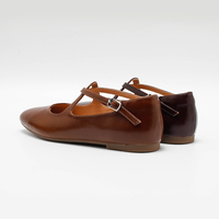 Ballerines plates en cuir pour femmes, style Mary Jane à bride en T, fermeture à boucle, chaussures décontractées