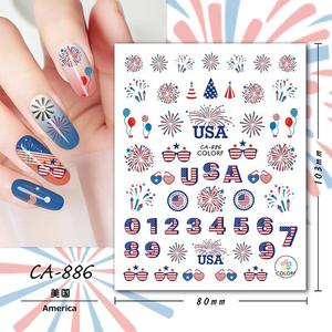 Autocollant drapeau américain nail art festival national 4 juillet autocollant lettres étoile en forme de coeur jour de l'indépendance autocollant pour ongles - Product Image 5