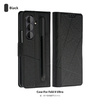 Étui Folio en Cuir PU avec Fermeture Magnétique et Protection RFID pour Samsung Galaxy Z Fold 8 Ultra 8 7 6 5 4 3 2, avec Fentes pour Cartes, Monnaie et Stylo, et Verre Trempé