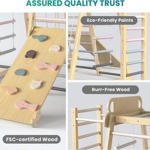 Trẻ em bằng gỗ sân chơi trong nhà tập thể dục leo khung với Swing trượt kết hợp thiết lập đồ chơi trong nhà - Product Image 5