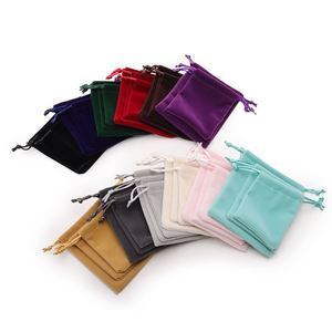 Pochette à cordon en velours de coton à poils courts avec logo personnalisé pour bijoux, emballage cadeau, pochette à cordon en velours écologique - Product Image 3