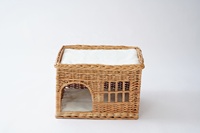 Cama para perros de mimbre y cartón de gran tamaño JY para exteriores, tipo iglú, para apartamento, verano, con soporte, cajas, oso, madera