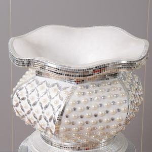 <span class=keywords><strong>Vase</strong></span> en fibre de verre de style européen, blanc, avec perle de diamant, avec socle en colonne, décorations de salon - Product Image 4