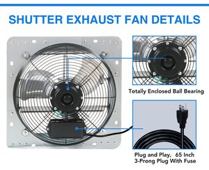 Ventilateur mural d'évacuation à obturateur variable de 12 pouces avec une vitesse de <span class=keywords><strong>1800</strong></span> CFM pour la maison et le jardin - Product Image 6