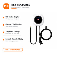 KRJI Nouveau chargeur EV portable 7kW/22kW pour la recharge à domicile avec connecteur NACS Prise EU 3 broches Monophasé 32A 200-220V