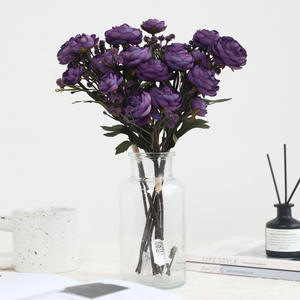 Fiori Artificiali <span class=keywords><strong>Serie</strong></span> Colori Autunnali, 3 Rami di Crisantemo a Sfera Piccola, Decorazione per Soggiorno e Matrimoni - Product Image 4