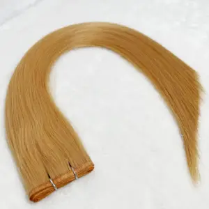 Extensões de cabelo de trama plana Genius de fábrica de tecido virgem cru europeu de cores enraizadas balayage de 18 ''