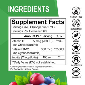 OEM Clinoptilolite Zeolite detoks tetes untuk anak-anak harian <span class=keywords><strong>Vitamin</strong></span> D <span class=keywords><strong>B12</strong></span> pengendali fokus tubuh suplemen kesehatan detoks pembersihan - Product Image 2