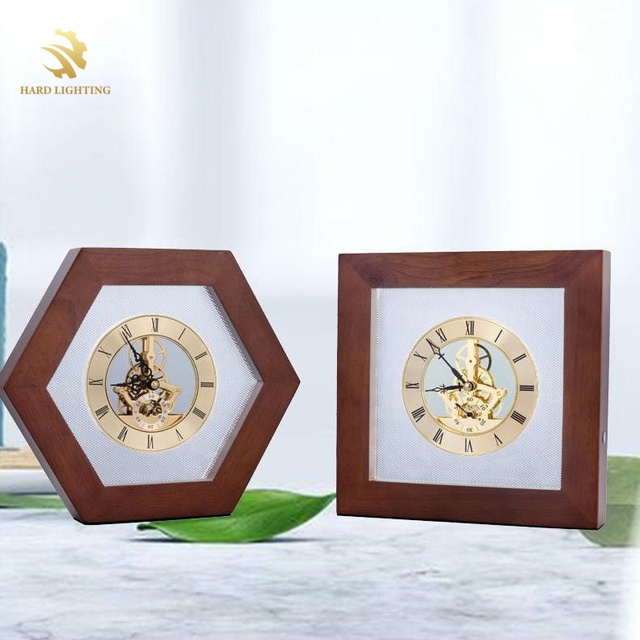 Modern Style Rechargeable LED Table Lamp New Trend Home Decoration Night Light Wood Frame Battery Powered Desk Clock for Bedroom