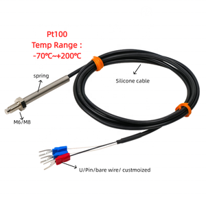 200 Degree Soft Silicone <strong>RTD</strong> Senor Pt100 Pt1000 <strong>Elements</strong> Sensor M6/M8 Thread Thermocouple Temperature Instrument - Product Image 1