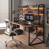 Bureau de travail moderne pour la maison, table modulaire blanche, bureau d'ordinateur en bois avec étagère