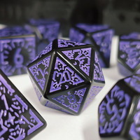 Ensemble de dés polyédriques multi-faces en acrylique violet de haute qualité 7 pièces pour les jeux de donjons et de dragons du MDN produit d'usine personnalisé