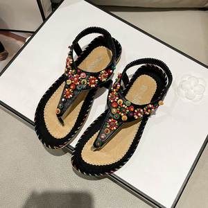 Extra Large Size Ethnic Beach <b>Sandals</b> Women Comfort Clip Toe <b>Flat</b> Roman Student Herringbone Foreign Trade Footwear - Product Image 4