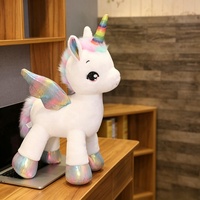 Peluche Licorne Ailée Arc-en-ciel Personnalisée, Peluche Pégase Douce avec Corne Colorée, Vente en Gros OEM ODM, Logo Personnalisé, Cadeaux pour Enfants