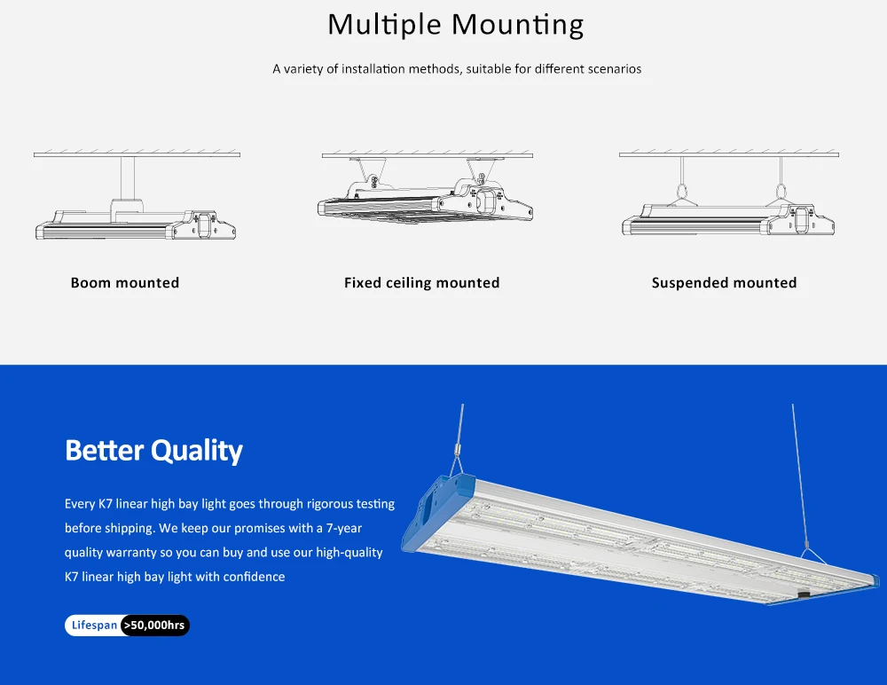 Hishine Group Wholesale Commercial Lights/lighting Supplier K7 LED Linear High Bay Light  200LM/W