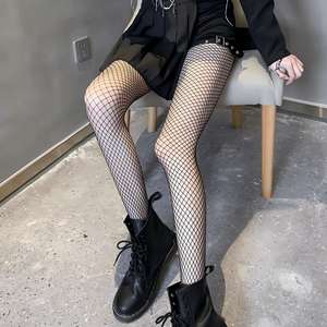 Collants résille Y2K Punk <span class=keywords><strong>taille</strong></span> <span class=keywords><strong>haute</strong></span> pour femme, style streetwear pour festival, concert, rave, chaussettes extensibles - Product Image 1