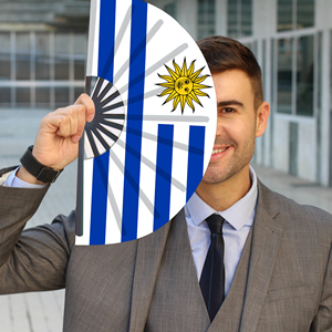 Abanicos Plegables de Plástico con la Bandera de Uruguay al por Mayor, Abanico de Mano para Carnaval, Boda, Festival, Fiesta, Agencia de Viajes - Product Image 3