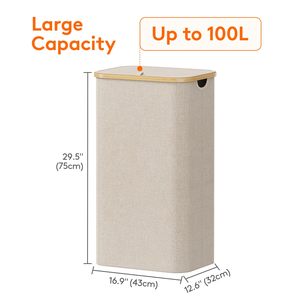 Cesto per biancheria sporca pieghevole grande da 100 litri, in poliestere, con borsa rimovibile e manici in plastica - Product Image 3