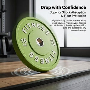 Disques de musculation en caoutchouc Macaron à code couleur, trou de 50 mm, pour haltères de gym, avec logo personnalisé - Product Image 3