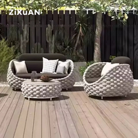 Ensemble de meubles de salon de jardin en rotin pour patio, villa, balcon, avec table basse, résistant à l'eau et aux rayons du soleil