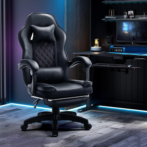 <span class=keywords><strong>Bosnia</strong></span> popular buen proveedor Gaming stolica Pu cuero ordenador escritorio silla Racing silla Gaming negro con reposapiés - Product Image 6