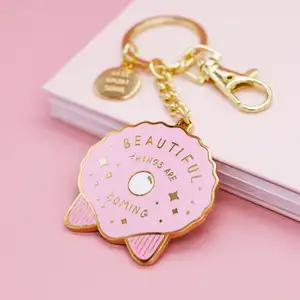 Beautiful Things Are Coming Enamel Key Ring Mental Health Positive Reminder Encouragement Keychain