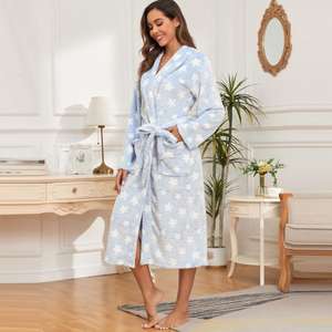 优雅的女式睡衣印花羊毛浴袍睡袍长袖睡衣 - Product Image 6