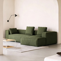 Canapé modulaire en velours côtelé vert, canapé sectionnel en forme de L en 2 pièces, canapé de salon moderne et luxueux avec chaise longue