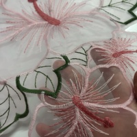 Emblem bordiran renda Organza bordir bunga daun LT2525A