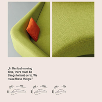 Ensemble de canapés courbes verts, canapé en tissu design, canapé 3 places, ensemble de canapés de bureau, canapé minimaliste pour salon, style moderne