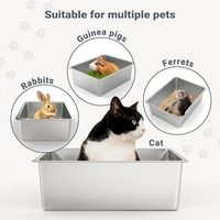 Litière pour chat en acier inoxydable 304 de grande taille, facile à nettoyer, capacité 50L, design argenté, vente chaude, fabrication OEM/ODM sur mesure, directement de l'usine