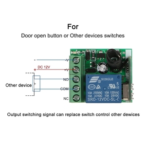 433Mhz Wireless DC 12V telecomando 1CH <span class=keywords><strong>RF</strong></span> 10A ricevitore relè e 2CH trasmettitore per porta serratura elettromagnetica - Product Image 5