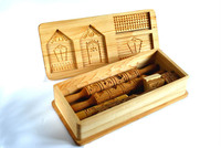 Kit de maison en pain d'épice en bois Rouleaux à pâtisserie dans une boîte Maison en pain d'épice Blocs en bois Ensemble de maisons de Noël en pain d'épice en bois