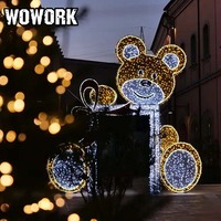 WOWORK venta al por mayor Navidad 3D 2D LED calle motivo luz personalizado pingüino forma fotografía telón de fondo para Centro Comercial tienda