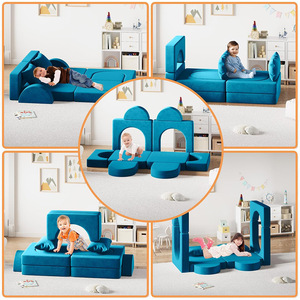 Canapé de jeu pour enfants, tapis anti-chute, tapis de sieste extra épais avec accoudoirs pour les enfants de 0 à 24 mois, utilisation domestique, tissu en mousse à haute élasticité - Product Image 2