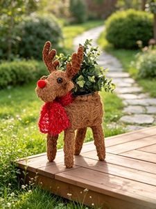 Vente en gros <span class=keywords><strong>de</strong></span> pots <span class=keywords><strong>de</strong></span> fleurs en rotin sculptés à la main, style américain, en forme <span class=keywords><strong>de</strong></span> renne debout avec écharpe, pour <span class=keywords><strong>Noël</strong></span>, intérieur, extérieur, maison, jardin - Product Image 2