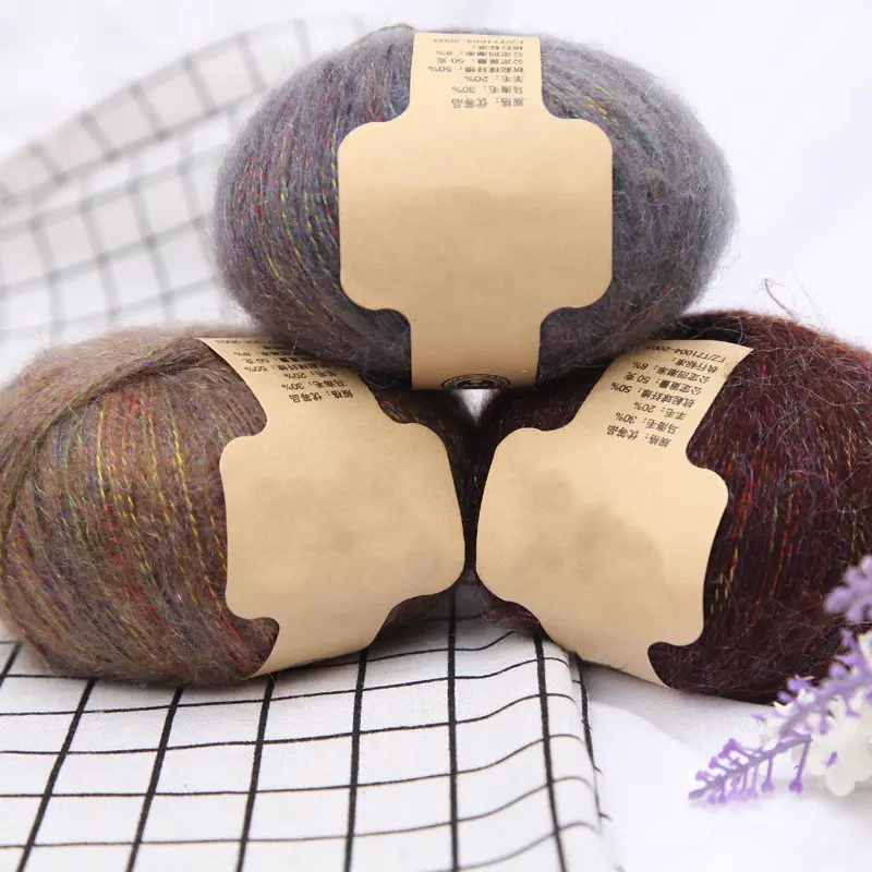 Yarn craftsman colorful 20% wool 30% mohair 50% polyester anti-pill fibre napped yarn 50g balls