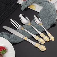 Service de table classique en acier inoxydable Royal avec poignées dorées à motif animalier