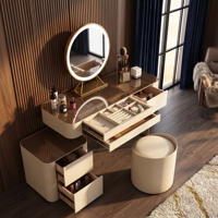 Coiffeuse de Maquillage Intelligente Moderne de Luxe 2026, Meilleure Vente, Durable, avec Plateau en Bois Massif, Miroir LED, Tiroirs à Bijoux et Recharge Sans Fil
