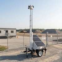 Système de remorque solaire portable monocristallin 300W à déploiement rapide avec caméra de vidéosurveillance, étanche IP65 et mât de 6m pour les chantiers de construction