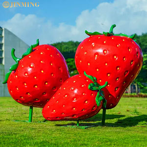 Поставка огромных фруктовых скульптур в натуральную величину, клубника, статуя, фруктовые и овощные скульптуры, полимерная клубника, реквизит для продажи - Product Image 3