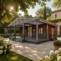 Villa Modulaire Préfabriquée Moderne, Maison Conteneur Rectangulaire avec Terrasse Intégrée, Maison Préfabriquée Portable, Garantie 1 An pour Complexes Hôteliers