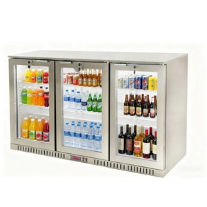 NE-300CS-P Three door Intelligent Temperature Control Commercial Display Refrigerator Stainless Steel Front and Rear <b>Bar</b> Desktop - Product Image 1